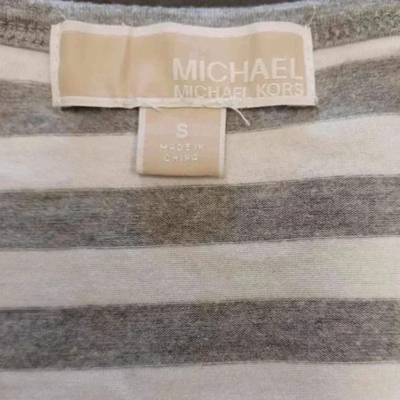 Michael Kors Grey & White Striped Tee Shirt Size Small - Picture 7 of 8